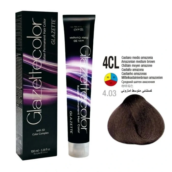 رنگ مو گلازت شماره 4CL قهوه‌ای آمازونی متوسط