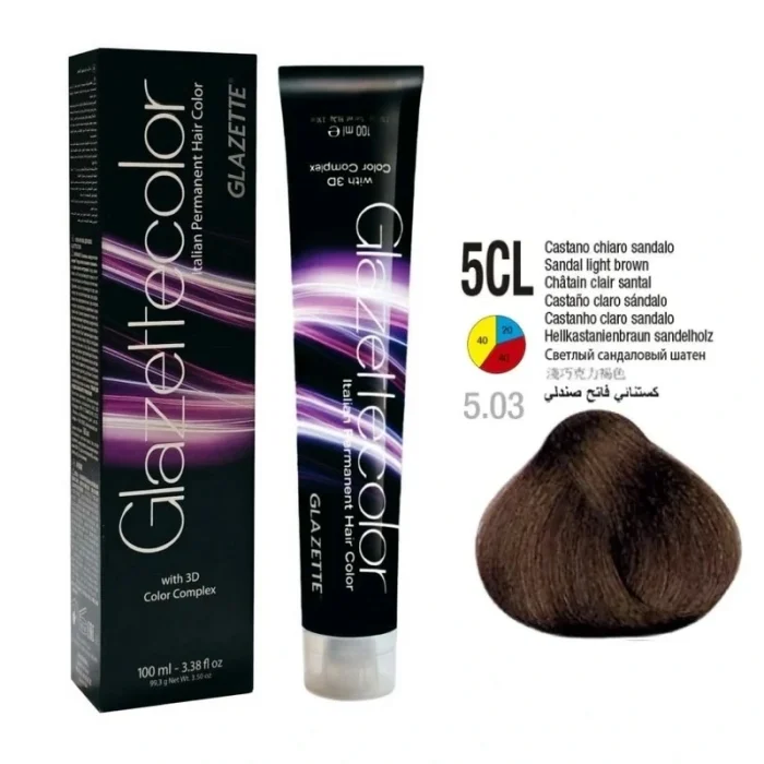 رنگ مو گلازت شماره 5CL قهوه‌ای صندل روشن